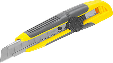 67051 Nóż do tapet 18mm_żółto-czarny_metalowa prowadnica